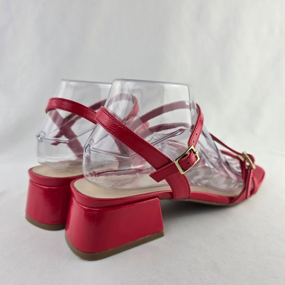 NWT Jones New York Women's Red Patent Strappy Block Heel Buckle Sandals 7.5M - Picture 7 of 16